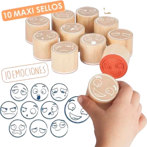 DIDACTICO MAXI SELLOS DE 10 EMOCIONES MADERA AKROS