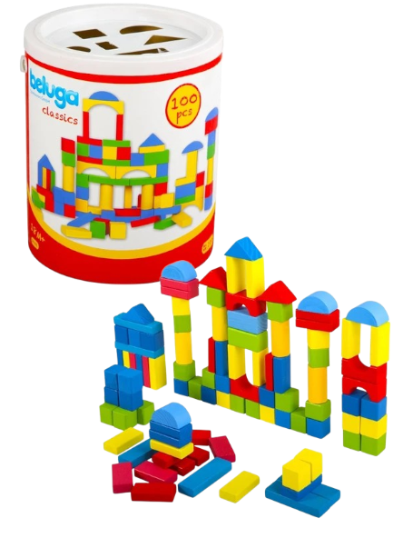 DIDACTICO BLOQUES DE MADERA BELUGA 100 PIEZAS