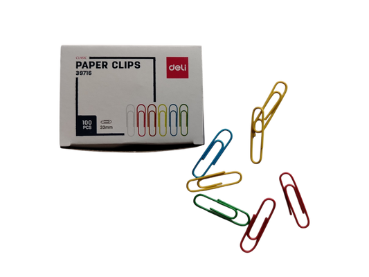 CLIP DE COLORES 33 MM 100 PCS DELI