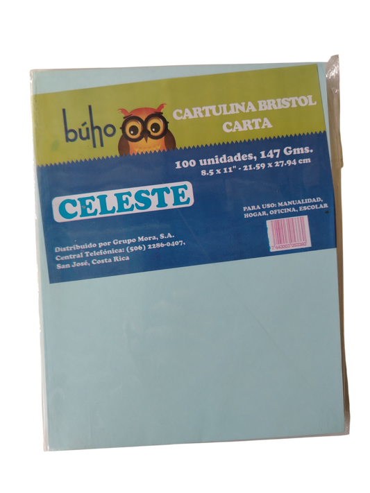 CARTULINA BRISTOL BUHO CARTA CELESTE 100s