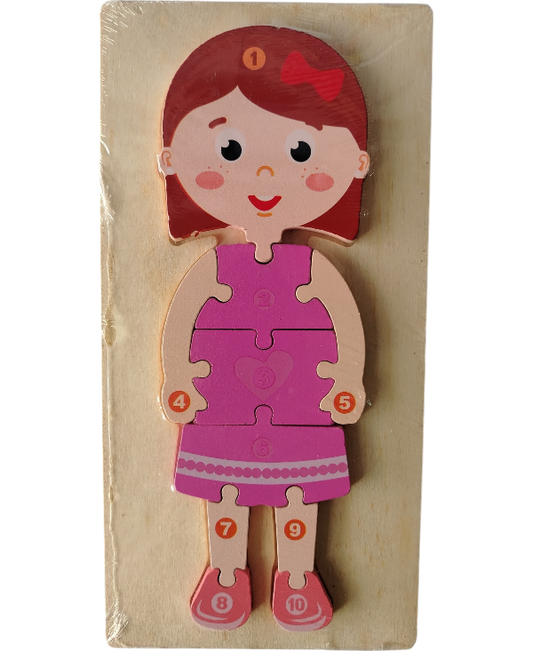 DIDACTICO ROMPECABEZAS DE NIÑA DE MADERA 10 PZ