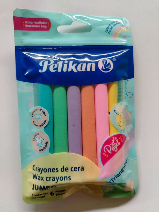 CRAYON DE CERA PELIKAN COLORES PASTEL 6s