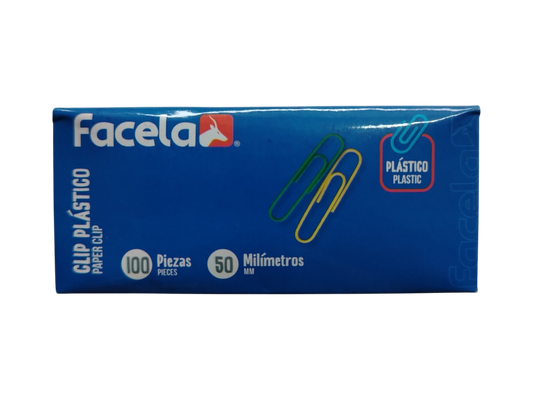 CLIP PLASTICO FACELA COLORES 50MM 100 UND