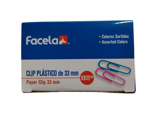 CLIP PLASTICO FACELA COLORES 33MM