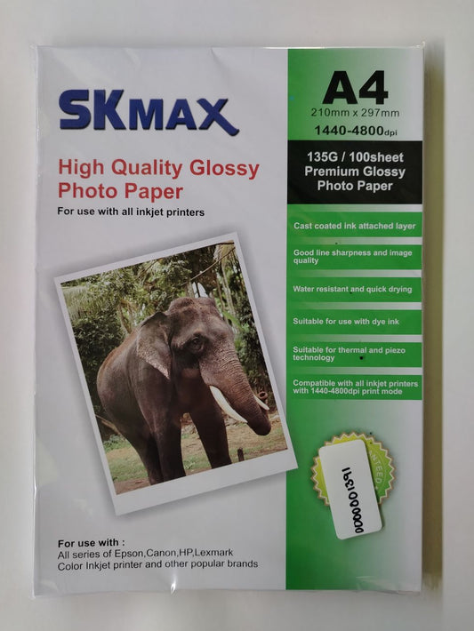 PAPEL FOTOGRAFICO GLOSSY 135 G SKMAX 100 H