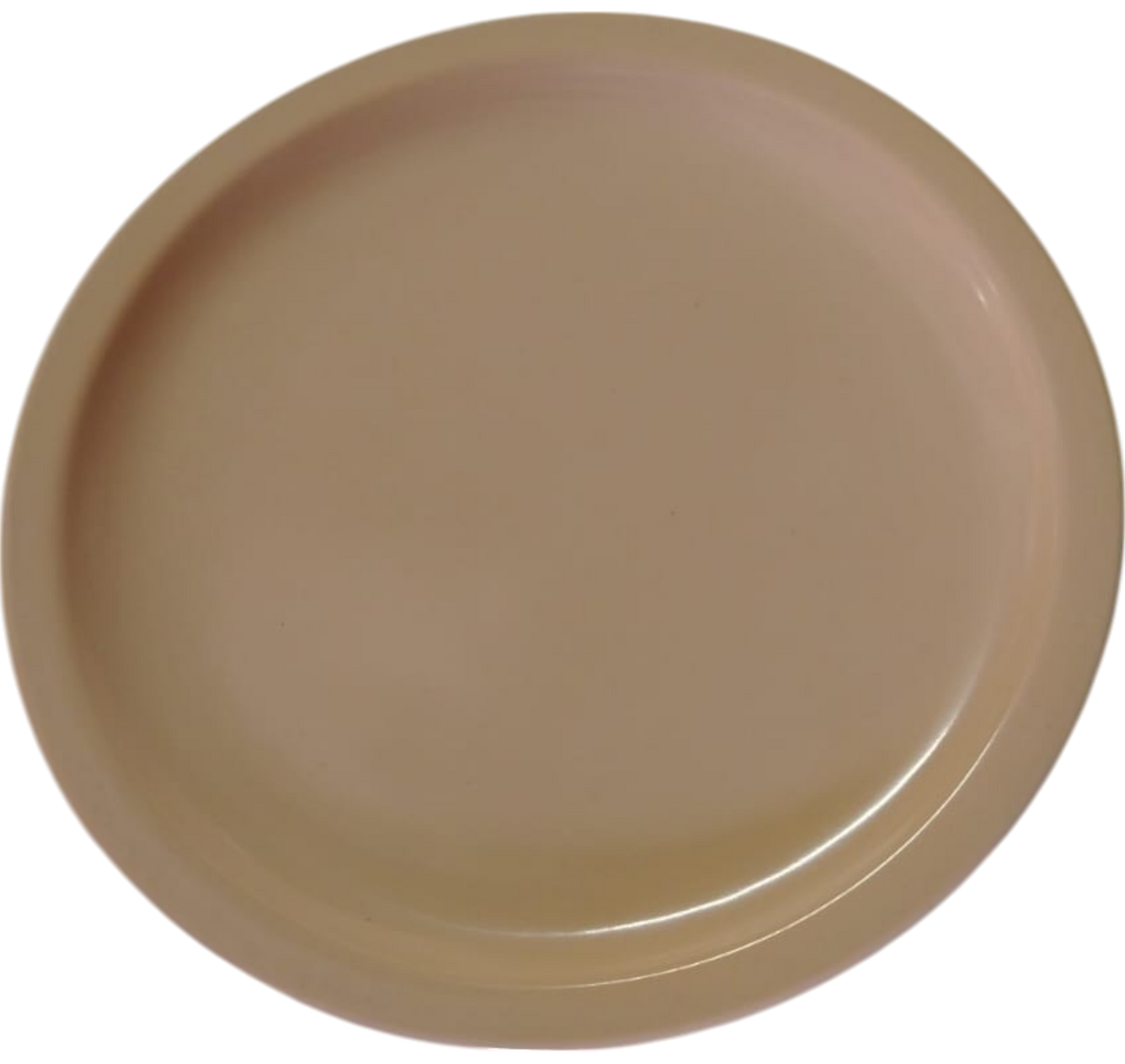 PLATO PLANO EXTENDIDO MELAMINA BEIGE/BLANCO REDONDO 9"