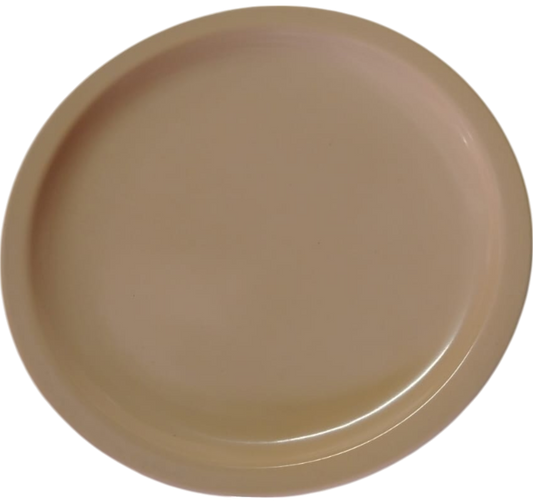 PLATO PLANO EXTENDIDO MELAMINA BEIGE/BLANCO REDONDO 9"