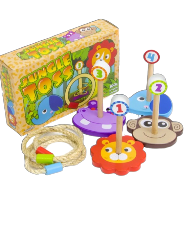 ARGOLLAS DE LANZAMIENTO BASE MADERA CON AROS JD1097 JUNGLE RING TOSS