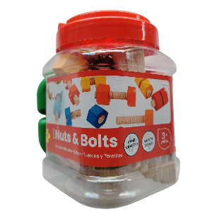 SET DE TUERCAS Y PERNOS MADERA CUBO BIGJIGS TORNILLOS