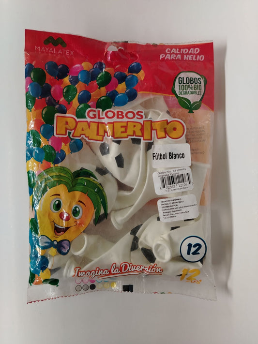 GLOBO #12 PALMERITO FUTBOL BLANCO 12UND