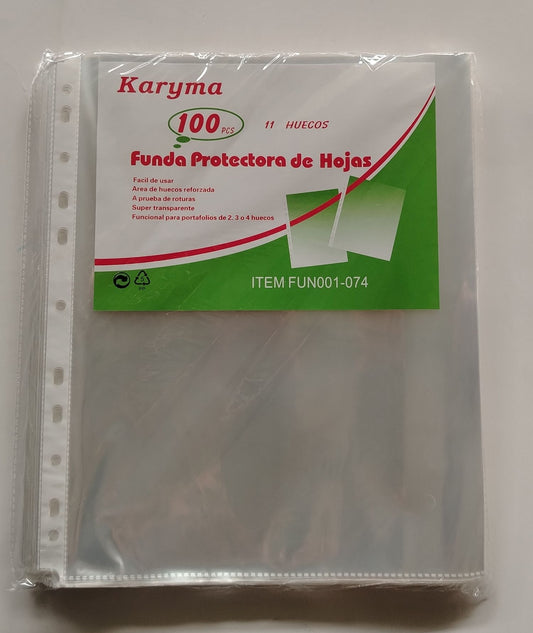 FUNDAS PLASTICAS KARYMA TAMAÑO CARTA 100 UND