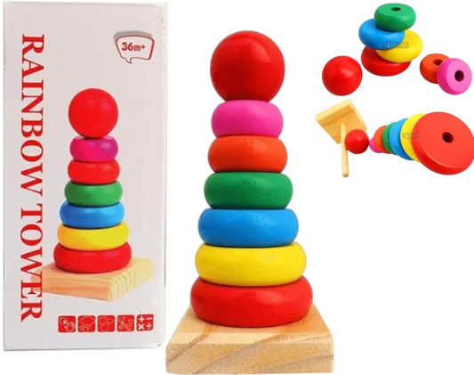 JUEGO BASE CON ARGOLLAS DE MADERA RAINBOW CON BOLA GP X7 14CM