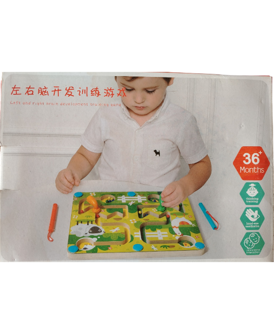 JUEGO DE LABERINTO DE MADERA CON IMAN DISEÑO ANIMALES DD1474