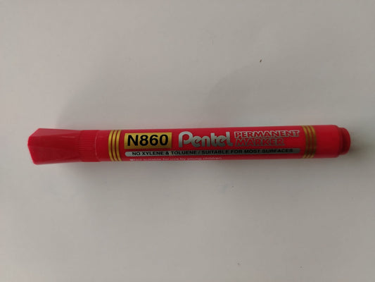 MARCADOR PERMANENTE PENTEL N860 ROJO DESECHABLE PTA BISELADA