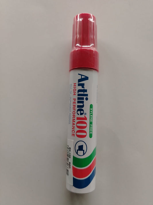 MARCADOR PERMANENTE ARTLINE 100 ROJO PTA GRUESA BISELADA