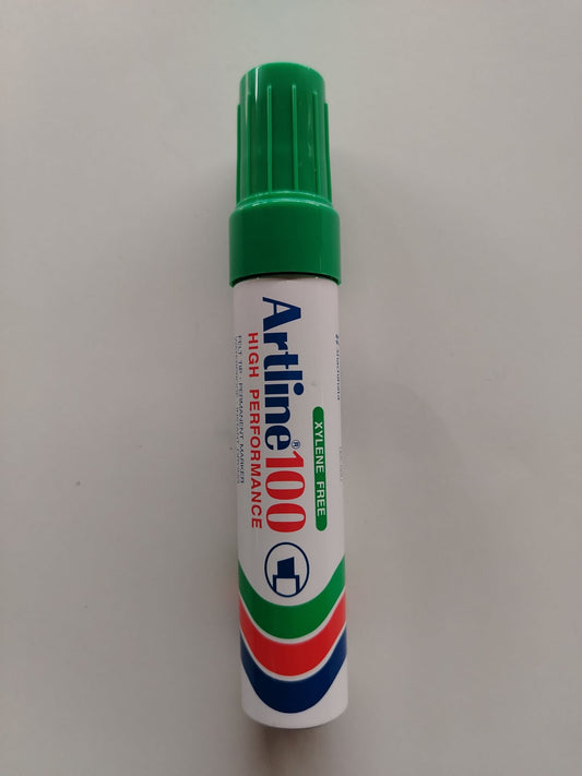 MARCADOR PERMANENTE ARTLINE 100 VERDE PTA GRUESA BISELADA