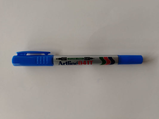 MARCADOR PERMANENTE ARTLINE 041T AZUL DESECHABLE DOBLE PTA FINO