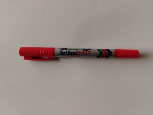 MARCADOR PERMANENTE ARTLINE 041T ROJO DESECHABLE DOBLE PTA FINO