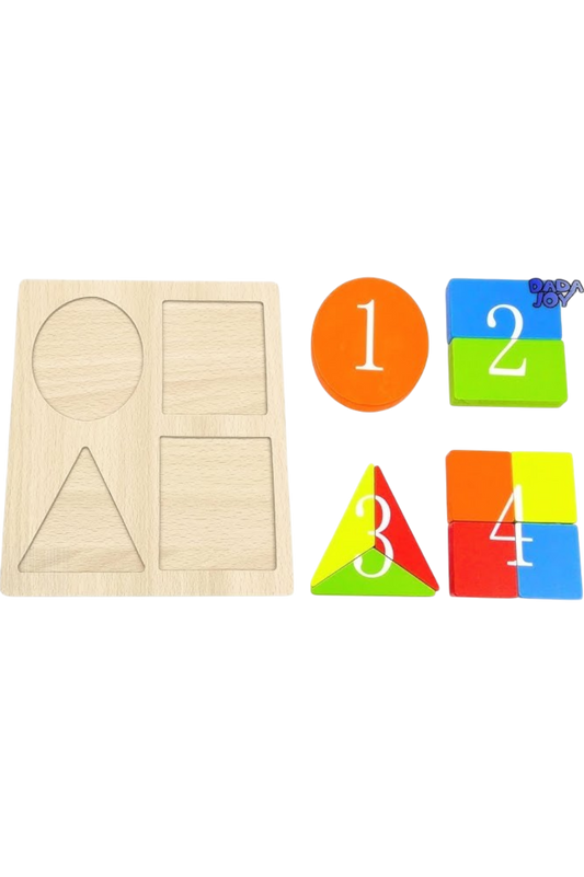 JUEGO ENCASTRE MADERA 4 FIGURAS GEO CON NUMEROS