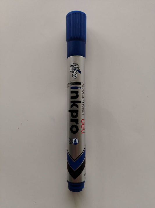 MARCADOR PERMANENTE DELI LINKPRO AZUL RECARGABLE PTA BALA