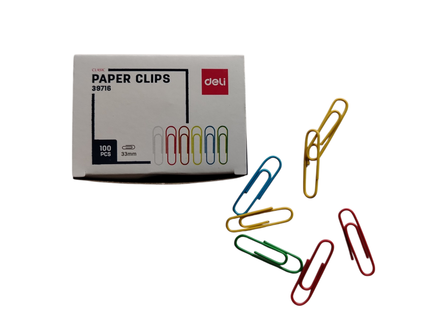 CLIP DE COLORES 33 MM 100 PCS DELI
