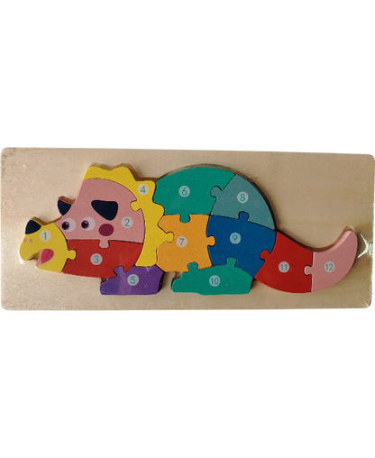 DIDACTICO ROMPECABEZAS MADERA DINO 9 A 12 PZS
