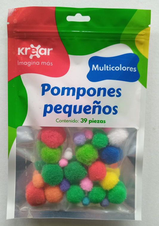 POM POM MULTICOLOR KREAR  39 PZAS PEQUEÑOS