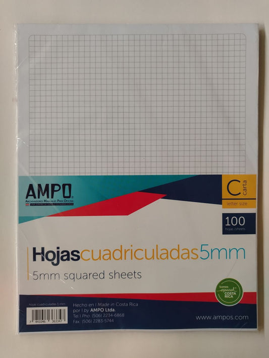 HOJAS PORTAFOLIO CUADRICULADA AMPO 100 UND