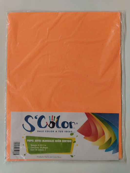 PAPEL NEON 5 COLORES SURT 2 LADOS T/CARTA