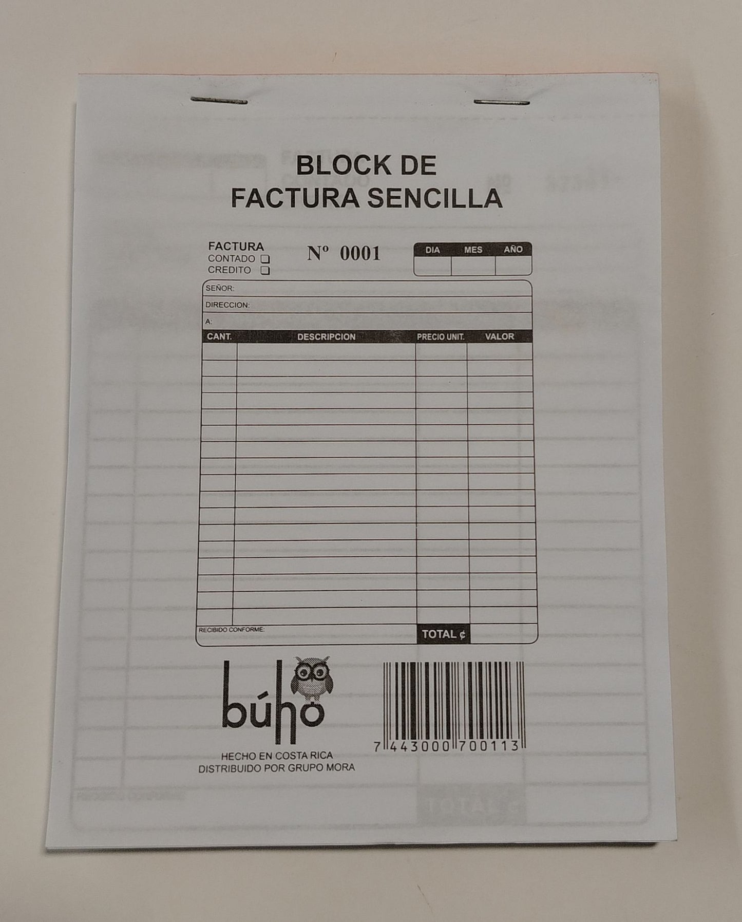 FACTURA SENCILLA BUHO 1/2 (13.5 X 17.5 CM)