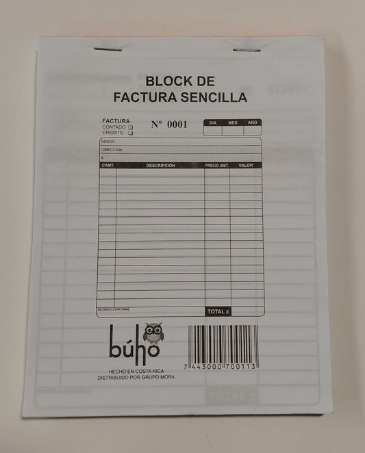 FACTURA SENCILLA BUHO 1/2 (13.5 X 17.5 CM)