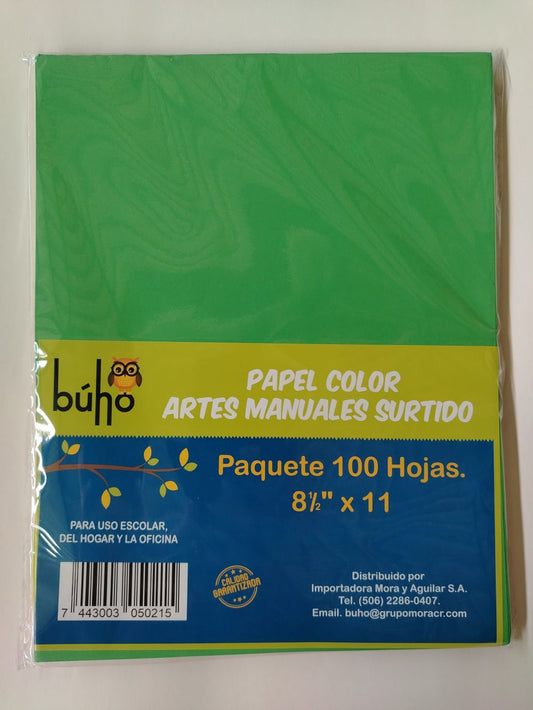 PAQUETE HOJAS COLORES BUHO T/CARTA 100UND