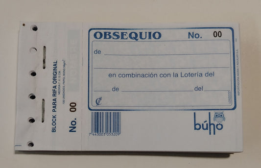 BLOCK TALONARIO RIFA BUHO (7 X 12 CM)