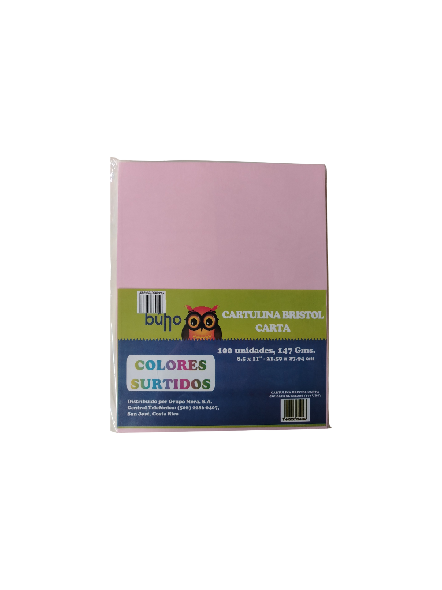 CARTULINA BRISTOL BUHO T/C COLORES SURTIDOS 100UNDS