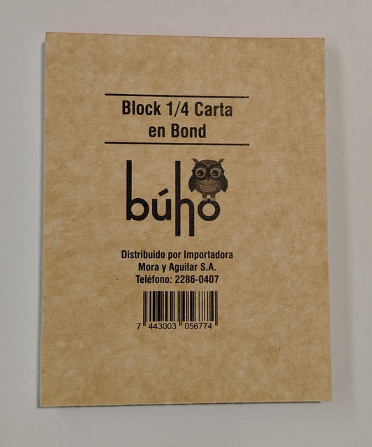 BLOCK BUHO COMANDA BOND 1/4 CARTA (11 X 14CM)