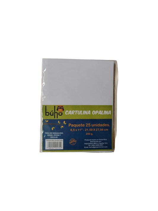 CARTULINA OPALINA BUHO T/CARTA 25U