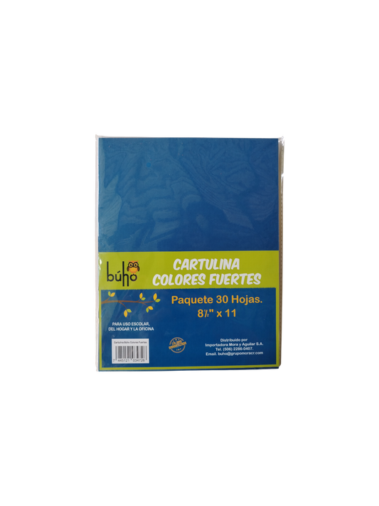 CARTULINA COLOR BUHO T/CARTA COLORES FUERTES 30U