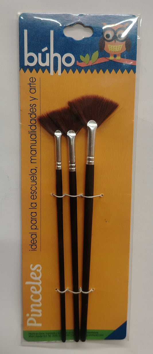 PINCEL SET BUHO ABANICO/3s