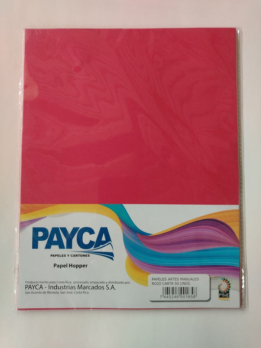 PAPEL HOPPER PAYCA TAMAÑO CARTA ROJO 50 UND