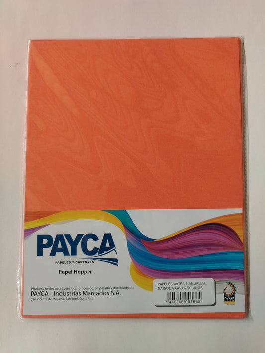 PAPEL HOPPER PAYCA TAMAÑO CARTA NARANJA 50 UND
