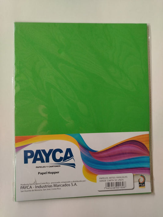 PAPEL HOPPER PAYCA TAMAÑO CARTA VERDE 50 UND