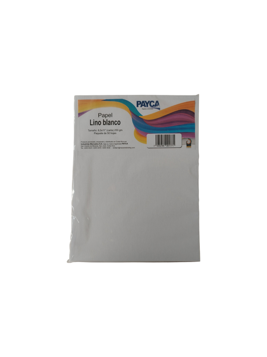 CARTULINA LINO BLANCA 250GR PAQ 50 UND PAYCA