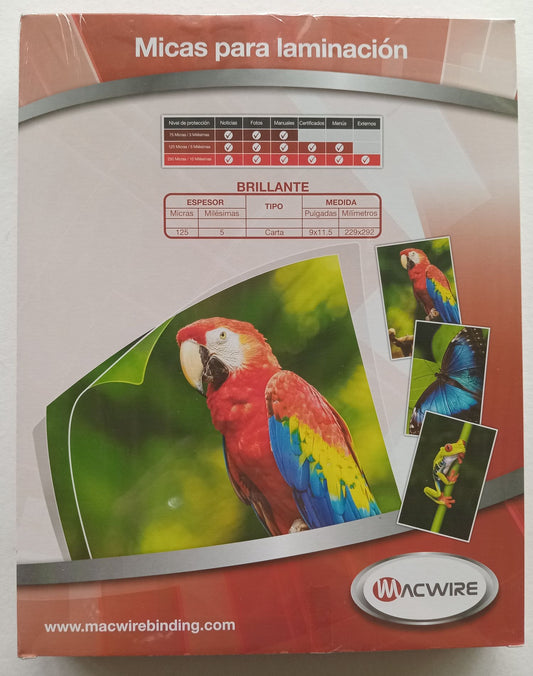 LAMINA PLASTIFICAR MCWIRE CARTA CAJA 100 125MIC