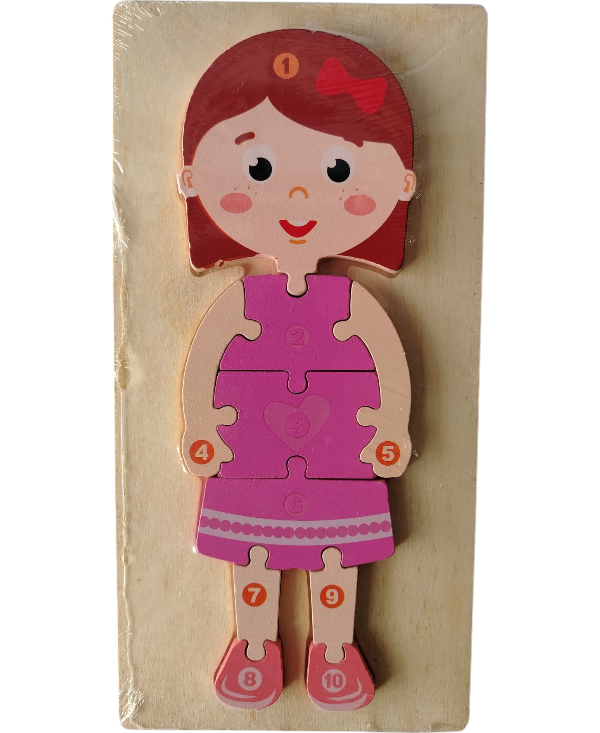 DIDACTICO ROMPECABEZAS DE NIÑA DE MADERA 10 PZ