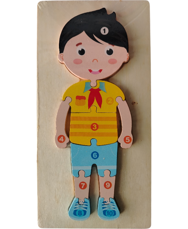 DIDACTICO ROMPECABEZAS DE NIÑO DE MADERA 10 PZ