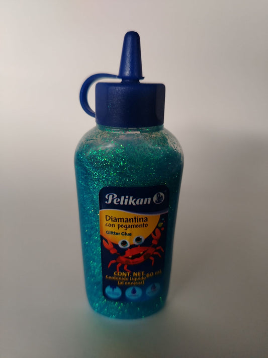 GOMA ESCARCHADA PELIKAN 60 ML TURQUESA PSTEL