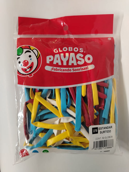 GLOBO No 270 SURTIDO PAYASO (50 UND)