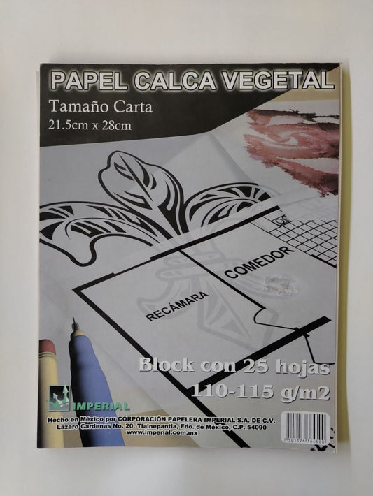 PAPEL CALCA VEGETAL IMPERIAL T/CARTA 110-115GR (PAQ 25)