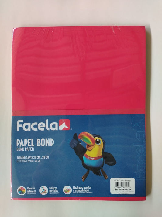PAPEL BOND COLORES (SOLIDO) FUERTES FACELA PAQ100s