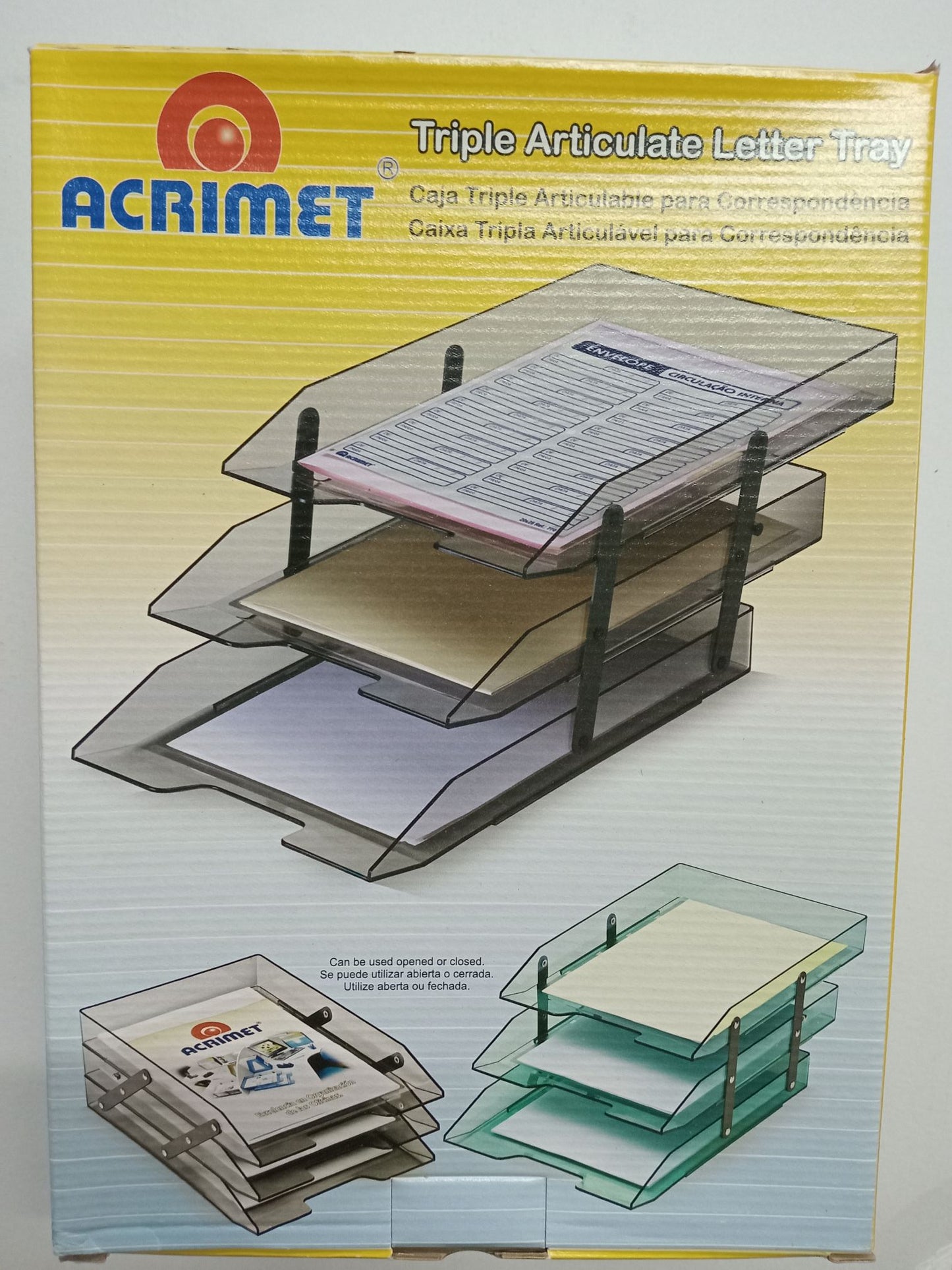 PAPELERA DE 3 NIVELES ARTICULADA ACRIMET 2 COL